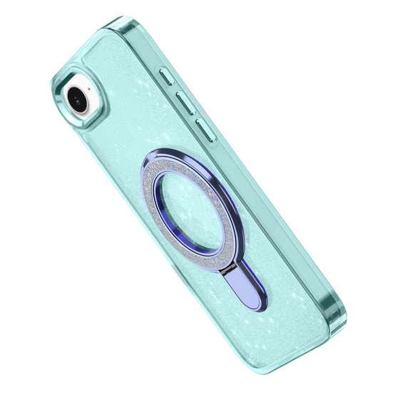 Pouzdro iPhone 16e, Glittery Magnetic Kickstand, modré