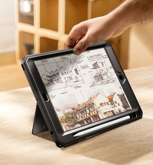 Pouzdro Dexnor 360° s páskem a držákem na stylus pro iPad 10,2" 2021/2020/2019 (9/8/7 gen.)