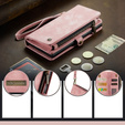 CASEME pouzdro pro Samsung Galaxy A56 5G, Retro Leather Wallet, s páskem, růžové