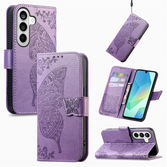 Pouzdro s klopou Butterfly pro Samsung Galaxy A57 5G, fialové