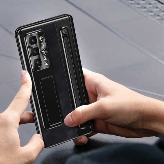 Kožené pouzdro Leather+PC s podstavcem, sklem a stylusem pro Samsung Galaxy Z Fold6 5G