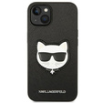 Pouzdro Karl Lagerfeld pro iPhone 14 Plus, Saffiano Choupette Head Patch, černé