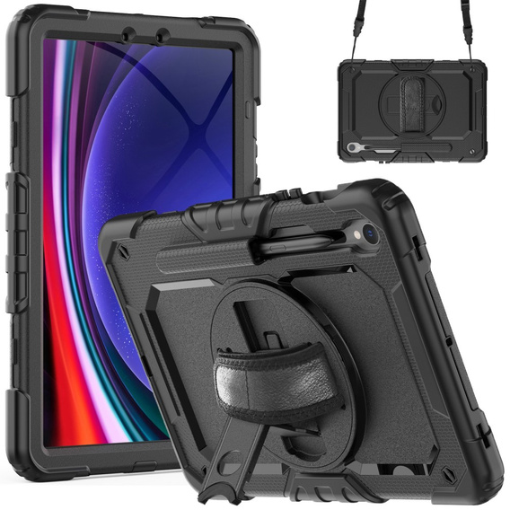 Obrněné pouzdro pro Samsung Galaxy Tab S10 Lite / S10 FE / S9 FE, ochranné 360 se slotem na stylus, černé