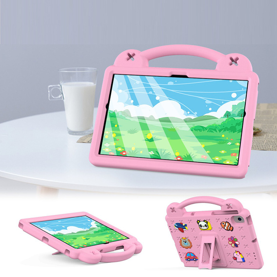 Dětské pouzdro pro Samsung Tab A8 10.5 X200 / X205, Cute Patterns, se stojánkem, růžové