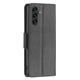 Klopové pouzdro pro Samsung Galaxy A55 5G, Wallet Litchi Leather, černé