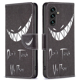 Klopové pouzdro pro Samsung Galaxy A55 5G, Wallet, Don't Touch My Phone, černé