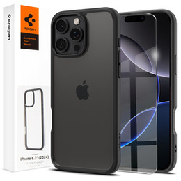 Pouzdro Spigen pro iPhone 16 Pro, Ultra Hybrid, černé + 9H tvrzené sklo