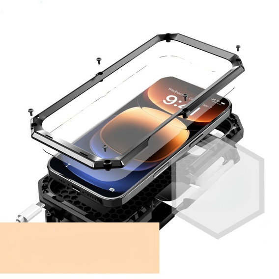 Pouzdro pro iPhone 16 Pro Max, R-JUST CamShield Slide, pancéřované, černé