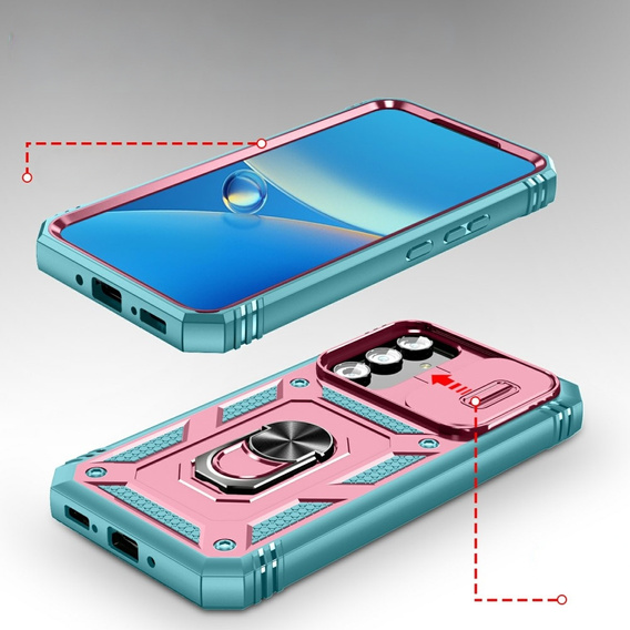 Pouzdro pro Samsung Galaxy A54 5G, posuvný kryt objektivu, zelené