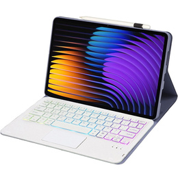 Pouzdro s podsvícenou bluetooth klávesnicí s touchpadem pro Xiaomi Pad 7 / Xiaomi Pad 7 Pro, fialové