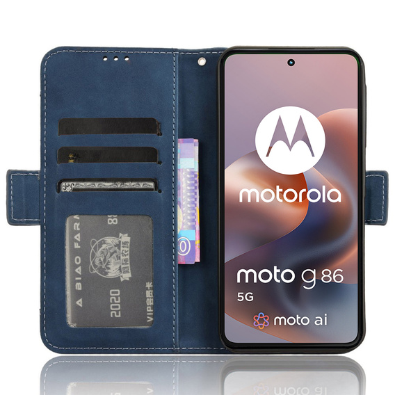 Klopové pouzdro pro Motorola Moto G86 Power 5G, Card Slot, námořnicky modré