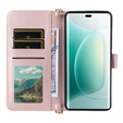 Flipové pouzdro pro Honor 400 5G, Crossbody Leather Wallet, růžové