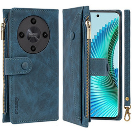 Klopové pouzdro pro Honor Magic 6 Lite 5G, Wallet Zipper Pocket, modré