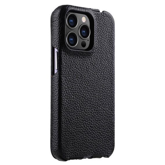 MELKCO flipové pouzdro pro iPhone 15 Pro, kožené, flipové, černé