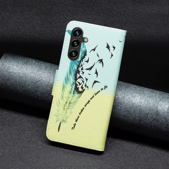 Klopové pouzdro pro Samsung Galaxy A55 5G, Wallet, Feather, modré