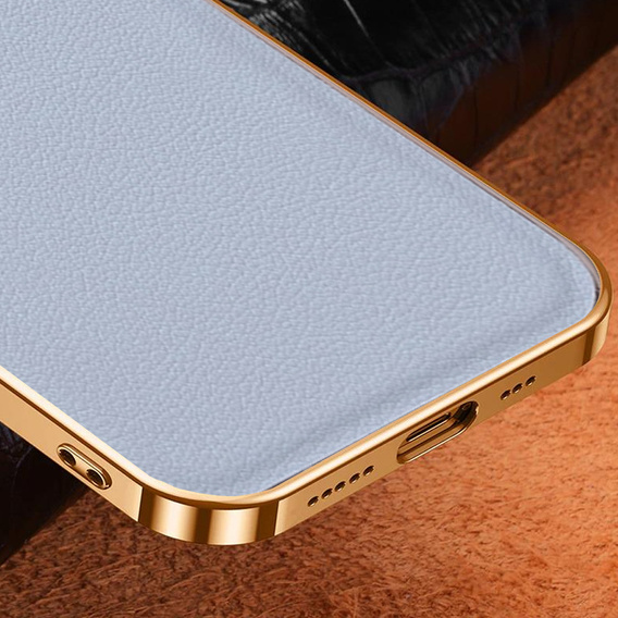 Pouzdro pro iPhone 14 Plus, Cowhide Leather, šedé