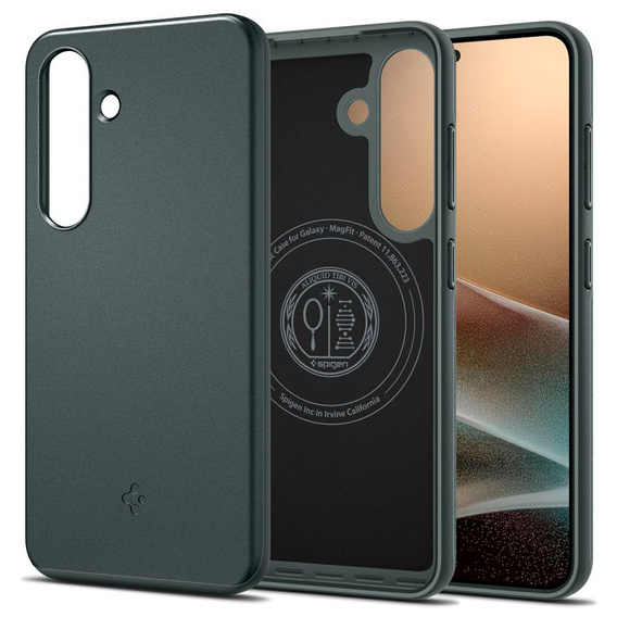Pouzdro Spigen pro Samsung Galaxy S25, Thin Fit Mag, zelené + 9H tvrzené sklo