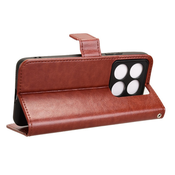 Klopové pouzdro pro Xiaomi 14T Pro, Crazy Horse Wallet, hnědé