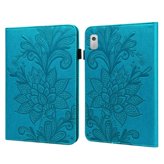Pouzdro s klopou pro Lenovo Tab M9, flower, modré