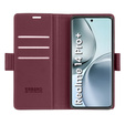 Pouzdro pro Realme 14 Pro+ 5G, ERBORD Glossy Litchi, flipová peněženka, červené