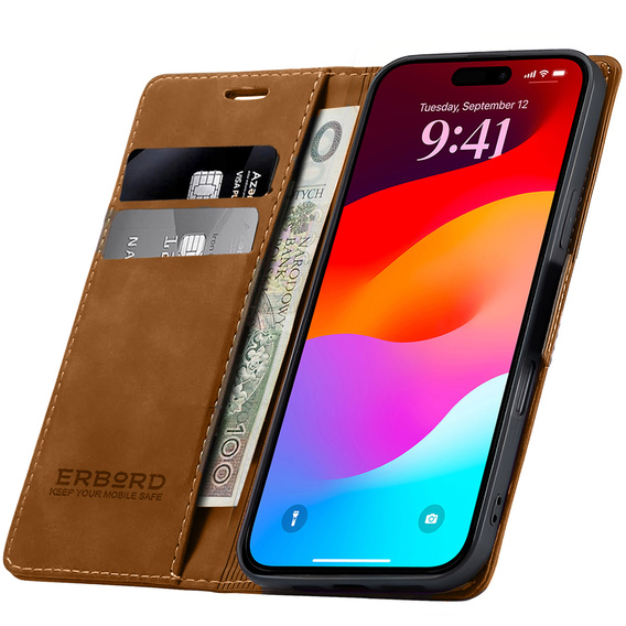 ERBORD Vintage case - flipová peněženka pro iPhone 17 Pro Max