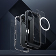Pouzdro pro iPhone 16, Shockproof, se sklem, pro MagSafe, černé