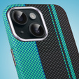 Pouzdro pro iPhone 15, Carbon Fiber MagSafe, černá / modrá