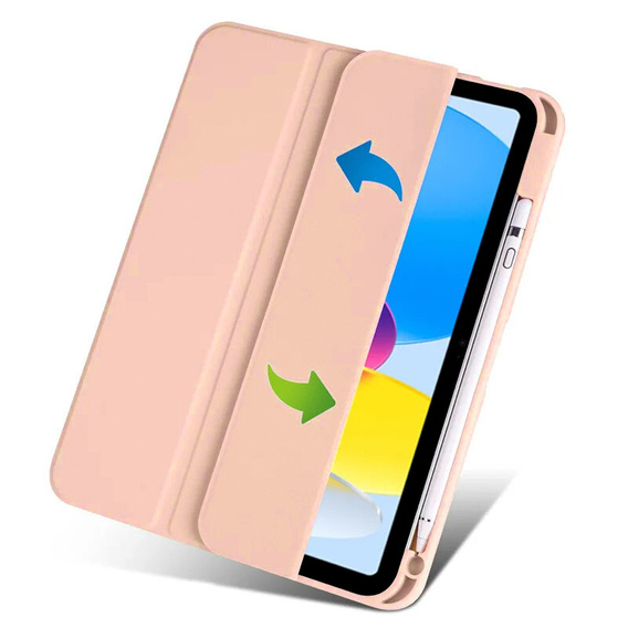 Pouzdro pro iPad 10.9 2022 10 Gen, Smartcase Hybrid, se slotem na stylus, růžové