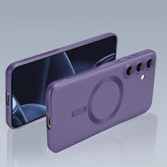 Pouzdro pro Samsung Galaxy A36, ColorMag, pro MagSafe, fialové + tvrzené sklo 9H