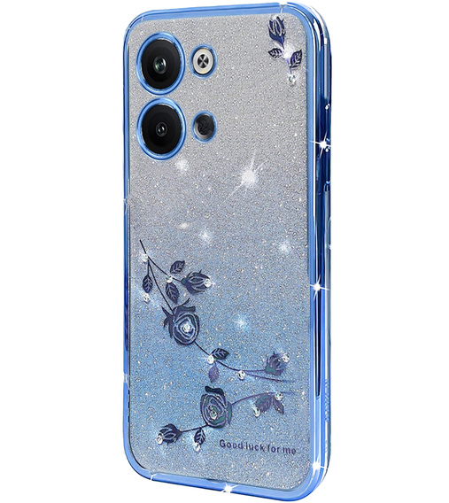 Pouzdro pro Infinix Note 30 VIP, Glitter Flower, modré