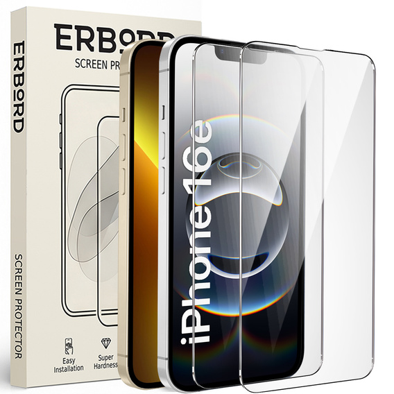 2x tvrzené sklo pro iPhone 13/13 Pro, ERBORD 9H Hard Glass na displeji