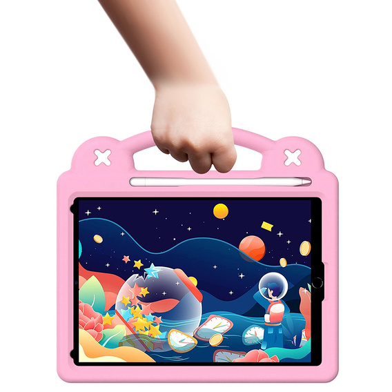 Dětské pouzdro pro iPad 10.2" 2021/2020/2019 (9/8/7 gen.) / Air 10.5" 2019 (3 gen.), Cute Patterns, se stojánkem, růžové