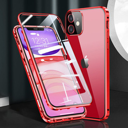Pouzdro pro iPhone 12 Mini, Magnetic Dual Glass, červené