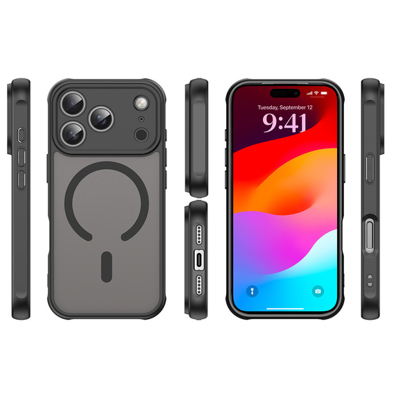 Matné pouzdro pro iPhone 17 Pro, pro MagSafe, s ochranou fotoaparátu, černé