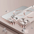 Pouzdro pro iPhone 13 Pro, Electro MagSafe, růžové + sklo na displej