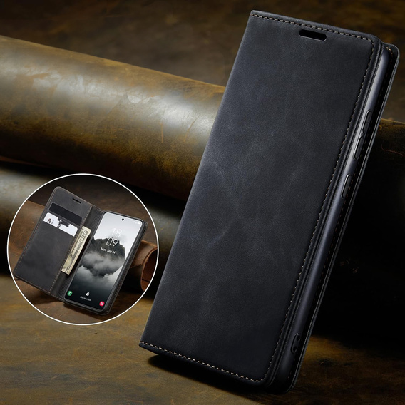 Pouzdro pro Samsung Galaxy A16, ERBORD Vintage peněženka s klopou, černé