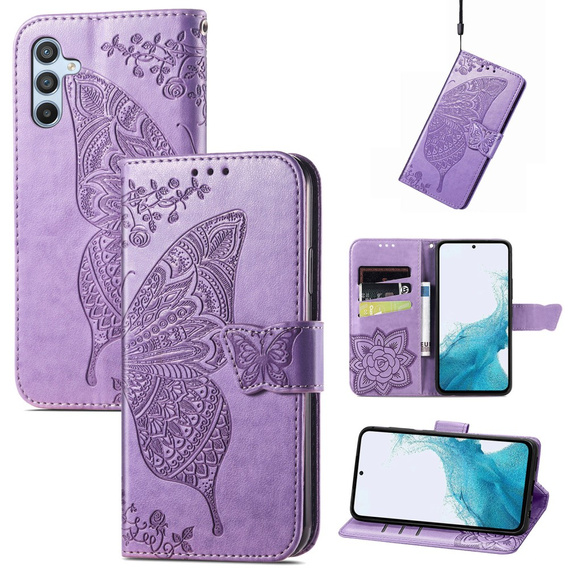 Klopové pouzdro pro Samsung Galaxy A36, Butterfly, fialové