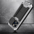 Pouzdro pro iPhone 14 Pro, R-JUST CamShield Slide, pancéřované, stříbrné / černé