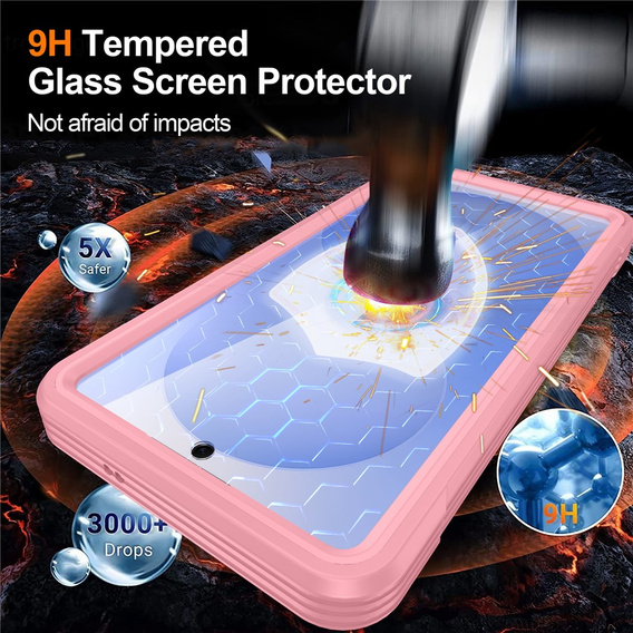 Nárazuvzdorné pouzdro se sklem, pro MagSafe pro Samsung Galaxy S26, růžové