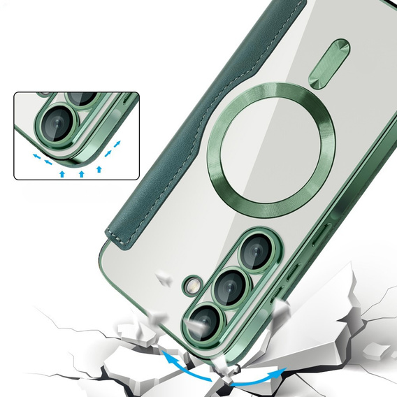 Klopové pouzdro pro Samsung Galaxy A26, RFID Wallet MagSafe CamShield, zelené