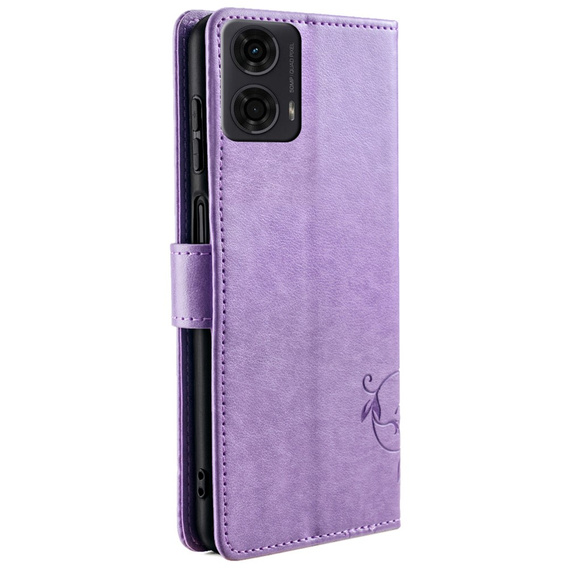 Klopové pouzdro pro Motorola Moto E14, Butterfly, fialové