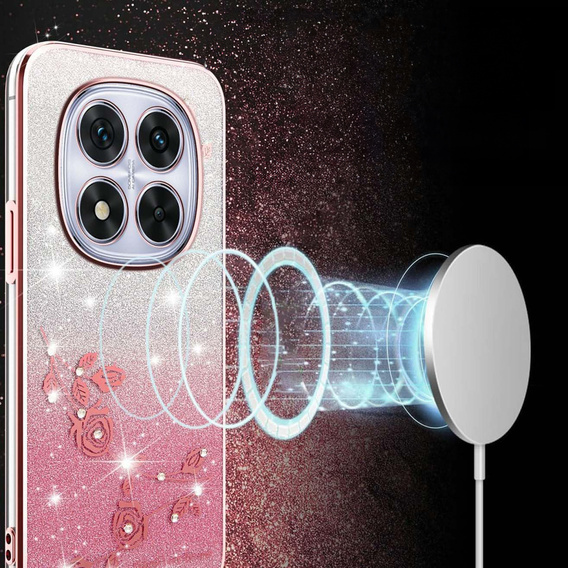 Pouzdro s glitry Glitter Flower pro Xiaomi Redmi Note 15 Pro Plus 5G / Poco M8 Pro 5G