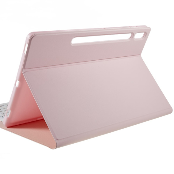 Pouzdro + klávesnice Galaxy Tab S7+ Plus / S8+ Plus /S7 FE T730 T733, Pen Slot, růžové rose gold