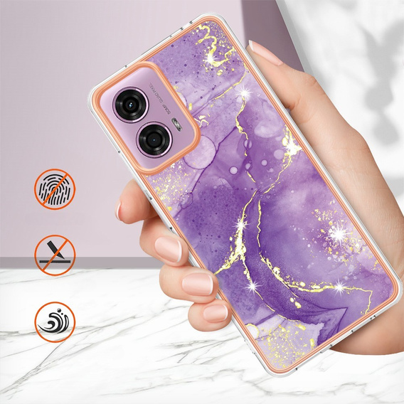 Ochranné pouzdro pro Motorola Moto G24 / G24 Power / G04, Marble Slim Case, tmavě fialové
