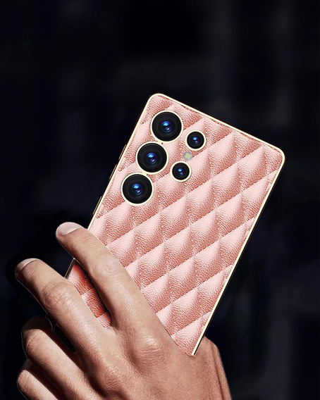 Pouzdro pro Samsung Galaxy S25 Ultra, Leather Rhombus, růžové