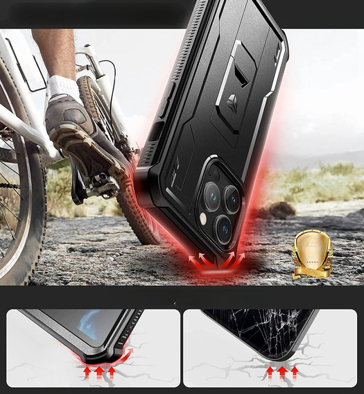 Pancéřové pouzdro pro iPhone 14 Pro Max, Dexnor Full Body, černé
