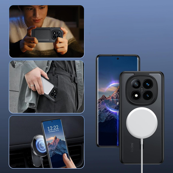 Pouzdro pro Xiaomi Redmi Note 14 Pro+ 5G, pro MagSafe, ERBORD Matt Case, černý