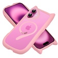 Pouzdro pro iPhone 16, pro MagSafe, Cute Cat, růžové + sklo na displej
