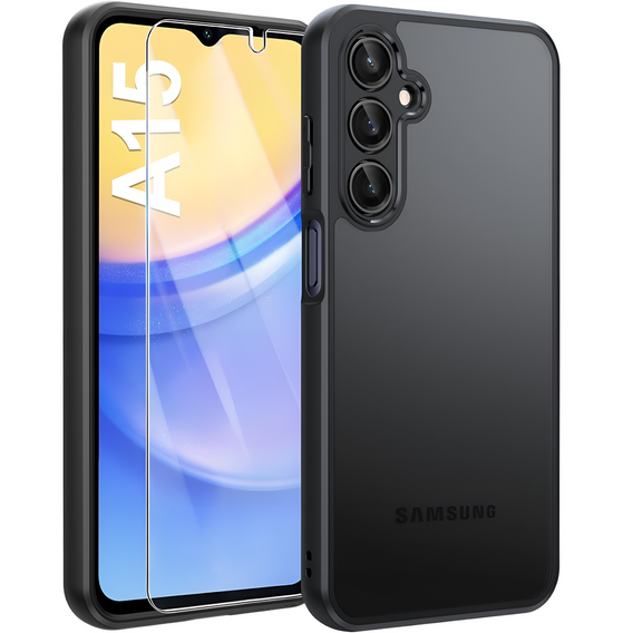 Pouzdro pro Samsung Galaxy A15, Fusion, transparentní / černé + 9H sklo 