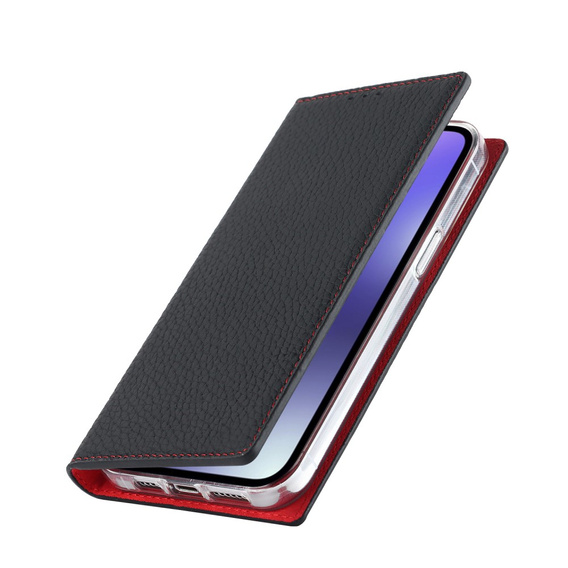 Klopové pouzdro pro iPhone 15, Litchi Skin Grain, černé
